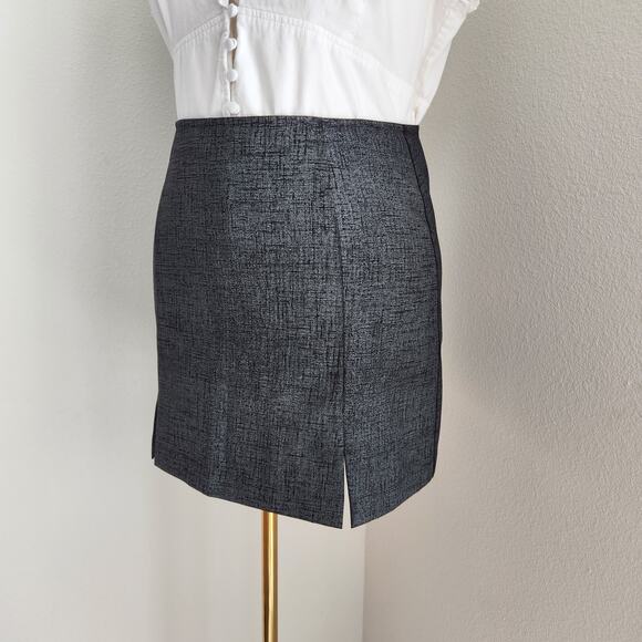 Vintage Y2K Urban Girl Gray High Waisted Mini Skirt Side Slits Office Siren M - Picture 2 of 9